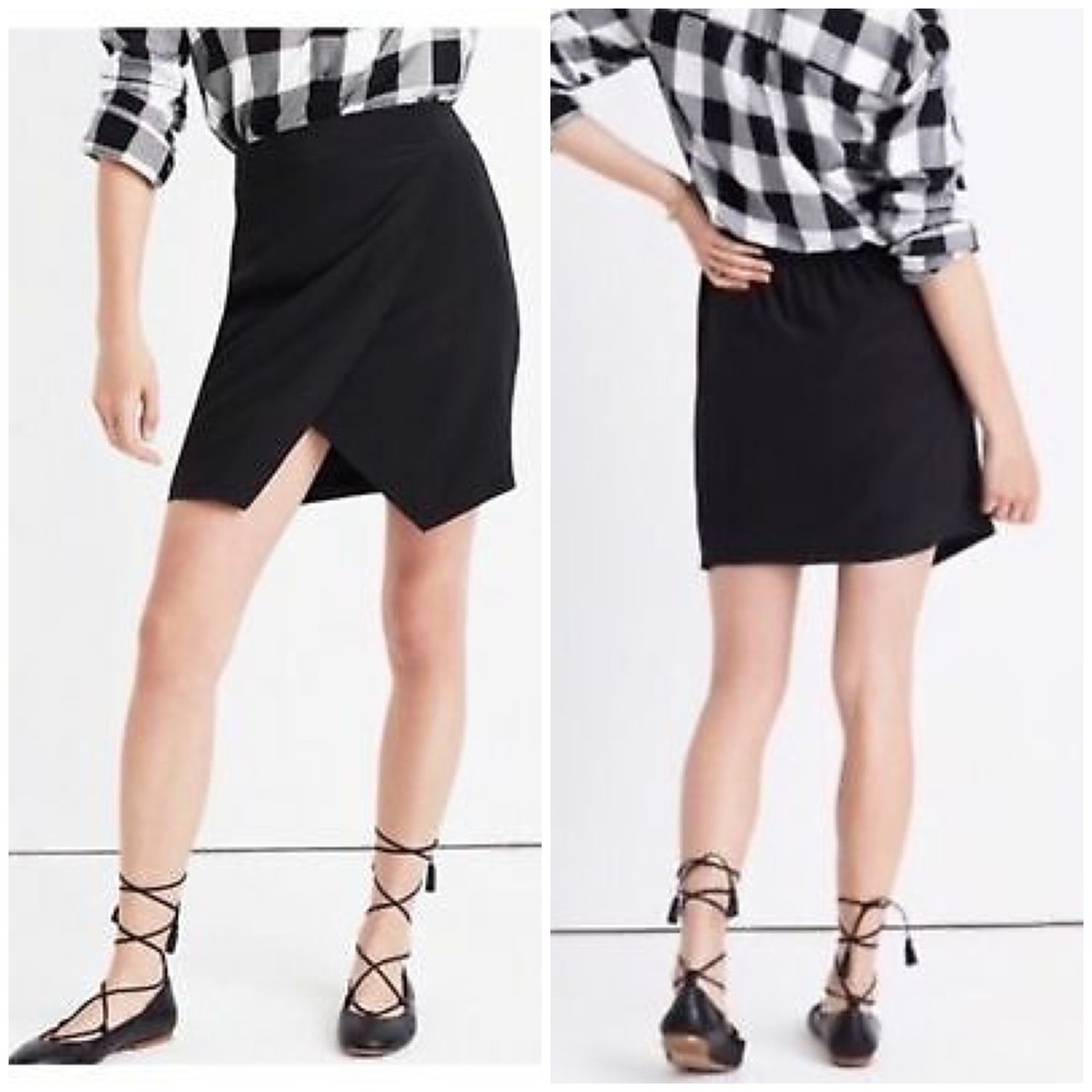 Madewell 100% Silk Parkway Faux Wrap Mini Skirt Size Medium